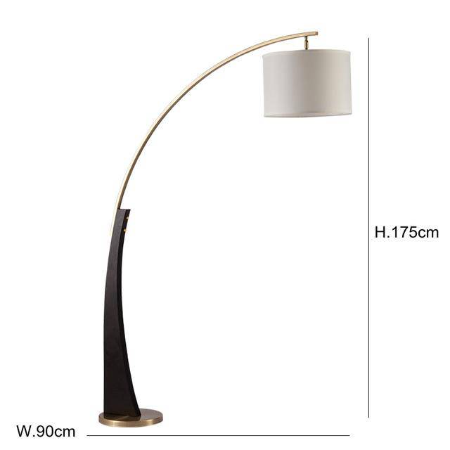 Lampadaire LED design doré arrondi et abat-jour Foyer