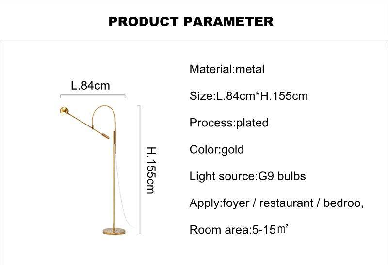 Lampadaire design doré arrondi Designer - vue 5 sur 5