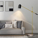 Lampadaire moderne LED ajustable doré et base marbrée