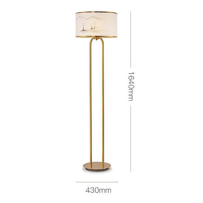 Lampadaire moderne doré avec abat-jour dessiné Japanese