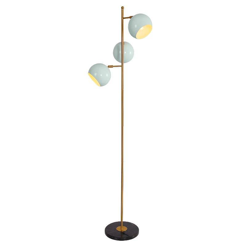 Lampadaire LED doré avec trois lampes turquoises - vue 7 sur 6
