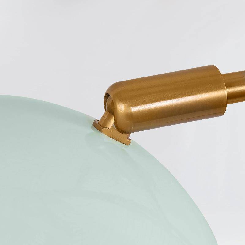 Lampadaire LED doré avec trois lampes turquoises - vue 6 sur 6