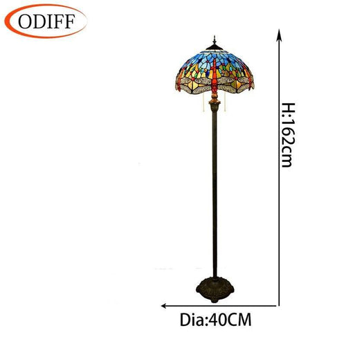Lampadaire tiffany avec abat-jour en verre vitrail multicolore - vue 4 sur 4