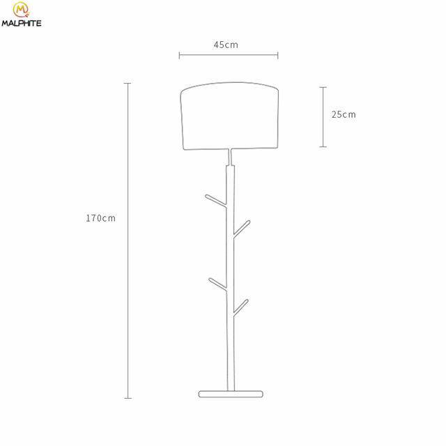 Lampadaire avec abat-jour en tissu et pied en bois à branches - vue 4 sur 6