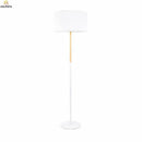 Lampadaire avec abat-jour en tissu et pied en bois