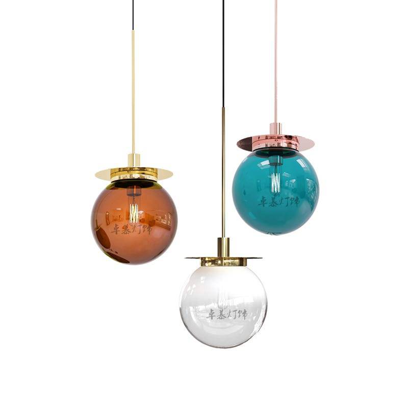 Suspension design en verre et base dorée Modern - vue 4 sur 11