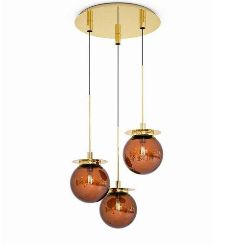 Suspension design en verre et base dorée Modern