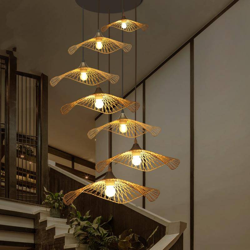 Lustre design en bambou style japonais Saucer - vue 7 sur 7