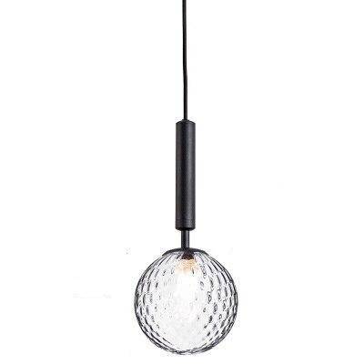 Suspension design boule en verre à LED et support cylindrique