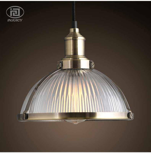 Suspension chromée LED demi boule en verre Vintage