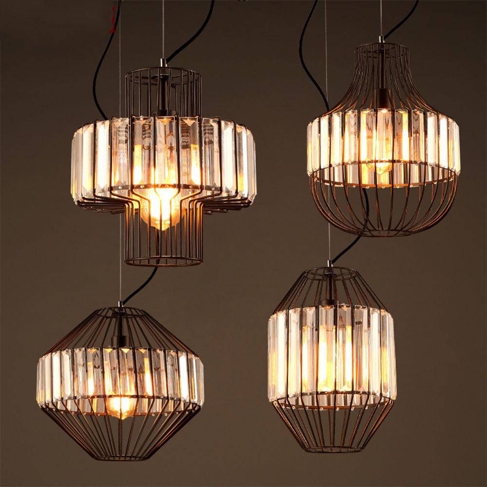 Suspension design en cristal à LED rétro Vintage - vue 4 sur 7