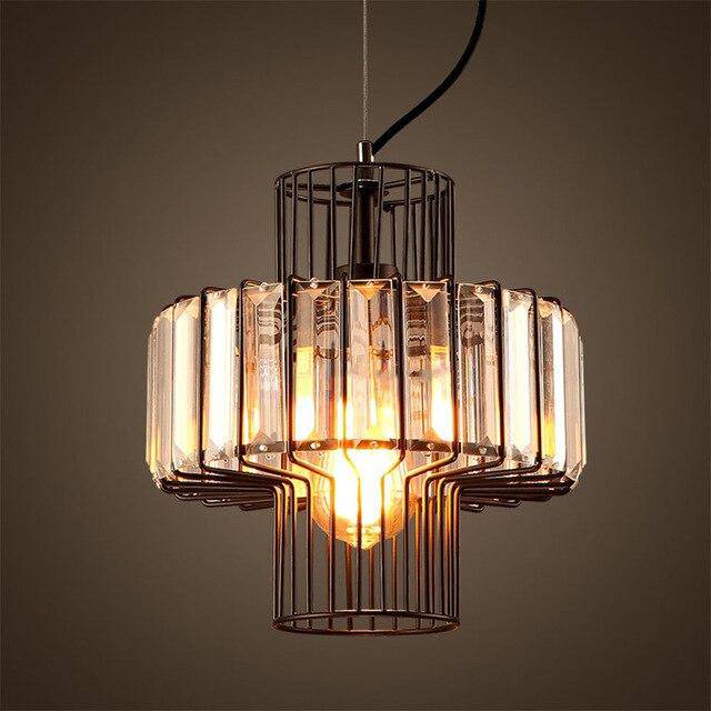 Suspension design en cristal à LED rétro Vintage