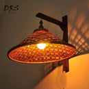 Applique murale rustique avec abat-jour en bambou Hat