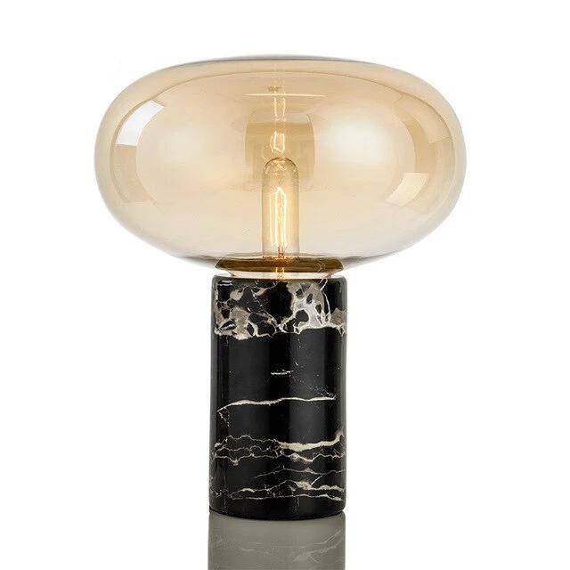Lampe à poser LED en marbre et verre coloré Domino - vue 2 sur 3