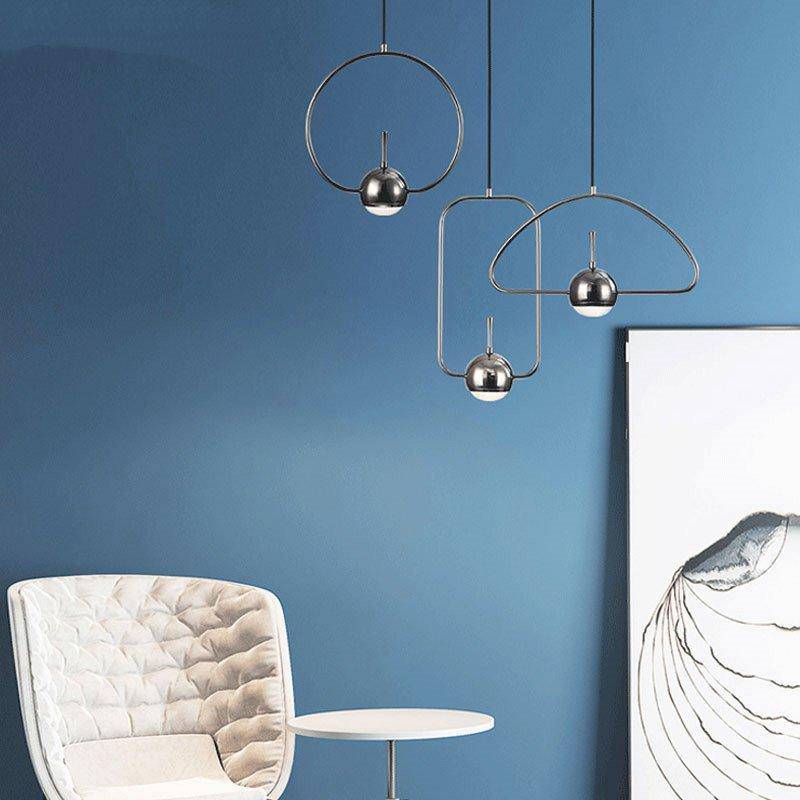 Suspension design à LED formes chromés Industrial