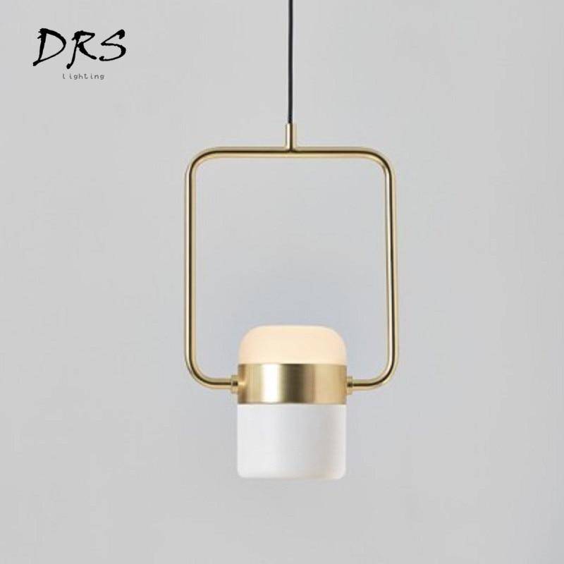 Suspension design en aluminium carré doré à LED avec lampe - vue 3 sur 12