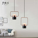 Suspension design en aluminium carré doré à LED avec lampe