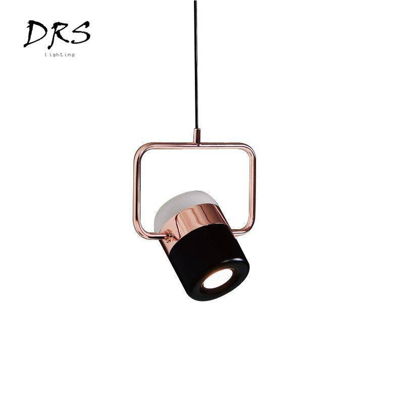Suspension design en aluminium carré doré à LED avec lampe - vue 10 sur 12