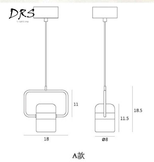 Suspension design en aluminium carré doré à LED avec lampe - vue 6 sur 12