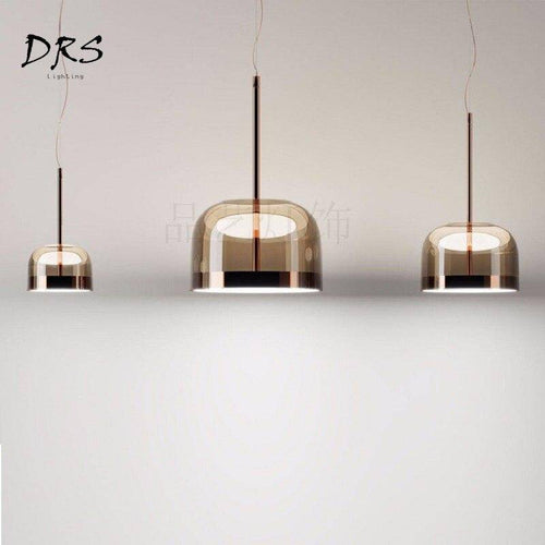 Suspension design en verre et chromée à LED Single