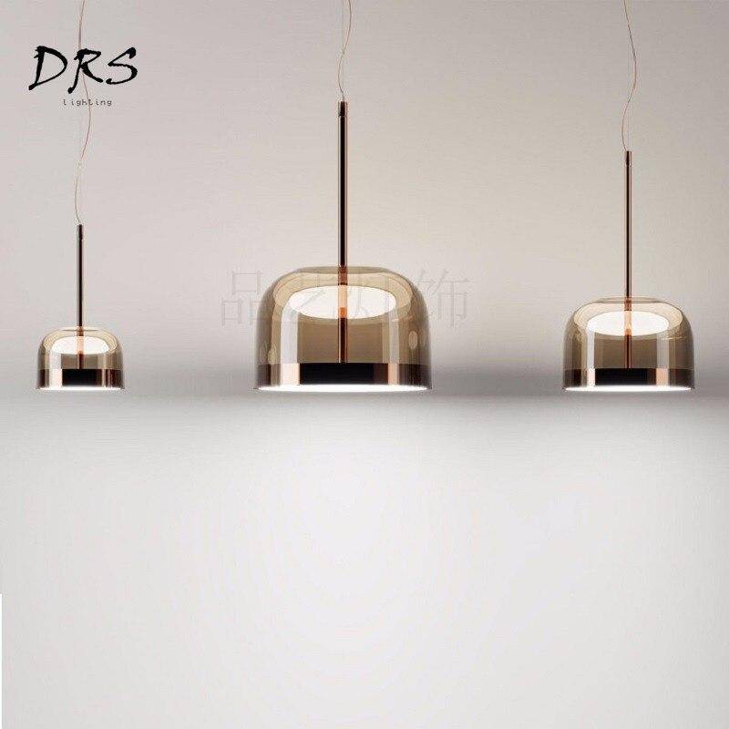 Suspension design en verre et chromée à LED Single - vue 4 sur 5