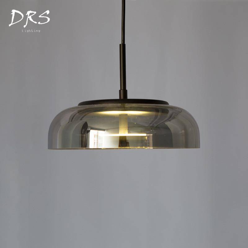 Suspension design à LED en verre arrondi Steel