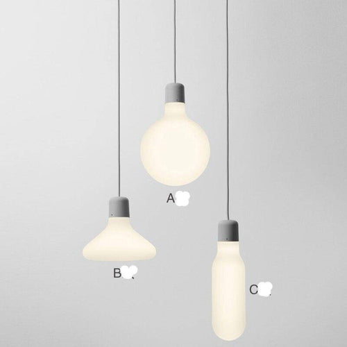 Suspension design LED en verre et support gris