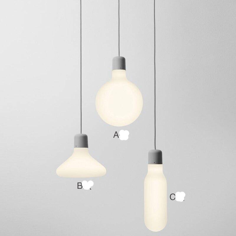 Suspension design LED en verre et support gris - vue 4 sur 4