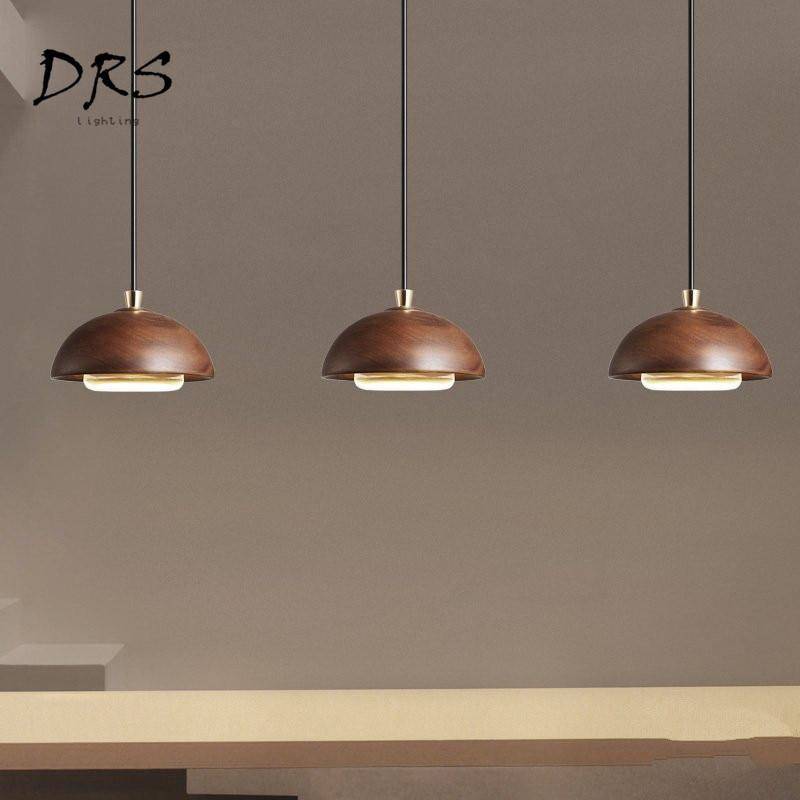 Suspension design en bois demi boule à LED - vue 4 sur 6