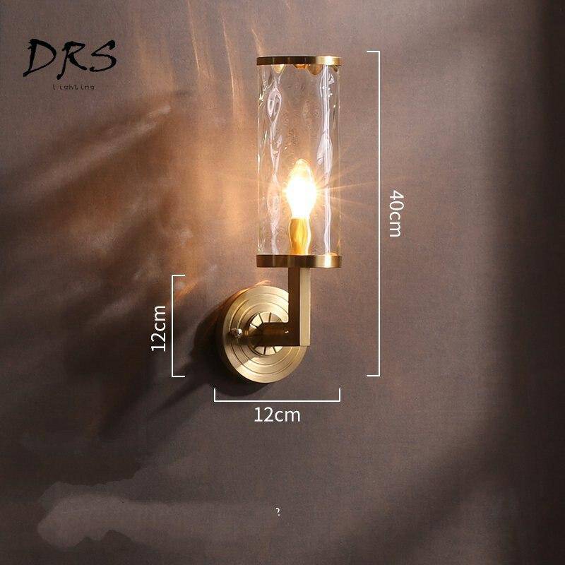 Applique murale doré avec abat-jour en verre cylindrique - vue 5 sur 5