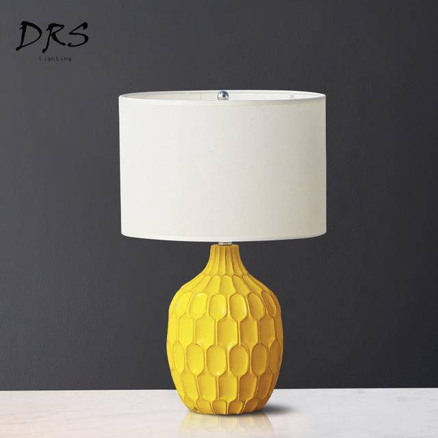 Lampe de chevet jaune avec abat-jour tissu Hotel - vue 5 sur 4