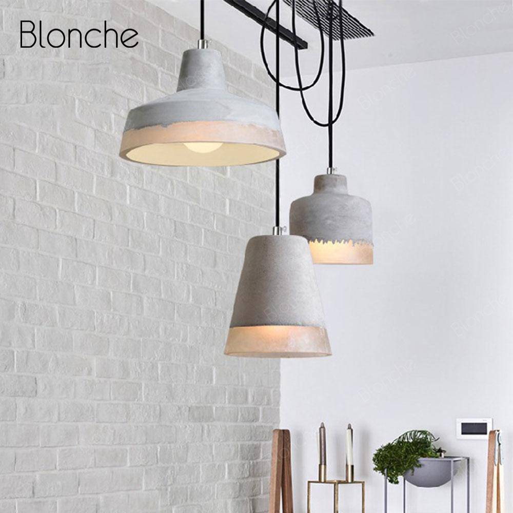 Suspension design LED en ciment avec abat-jour de plusieurs formes Loft - vue 3 sur 9