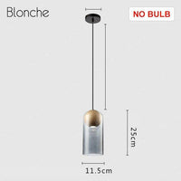 Suspension design LED en verre et bois style industriel