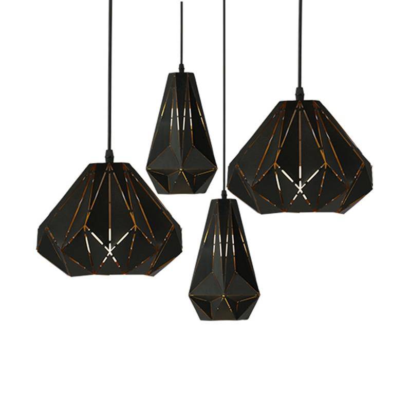 Suspension design rétro en métal noir Loft