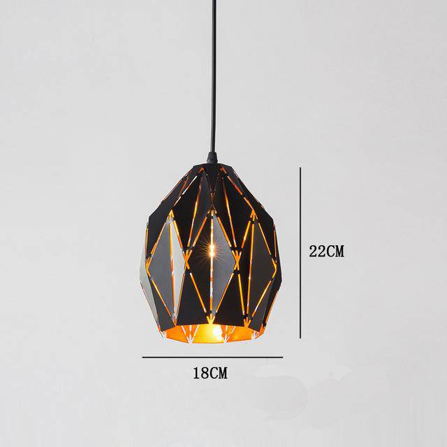 Suspension design rétro en métal noir Loft