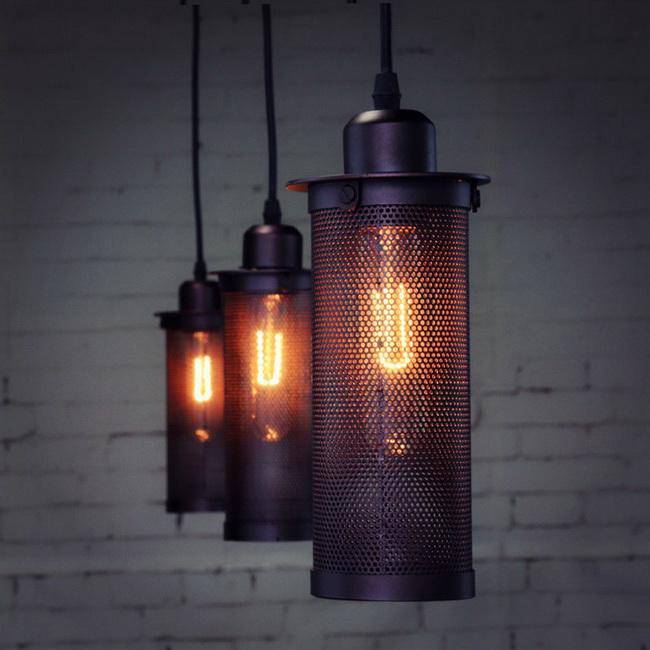 Suspension vintage et industrielle avec grillage - vue 4 sur 7