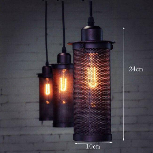 Suspension vintage et industrielle avec grillage