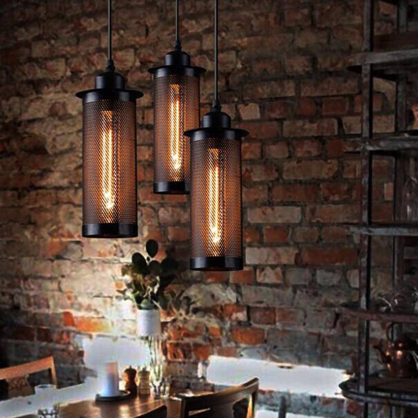 Suspension vintage et industrielle avec grillage - vue 5 sur 7