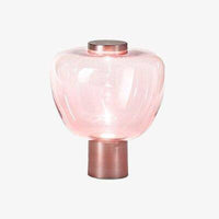 Minimalist designer LED table lamp with deformed glass shade