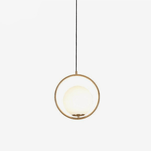 Suspension design à LED anneau doré et verre Indoor