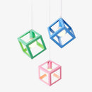 Suspension design à LED arête de cube de couleur en métal