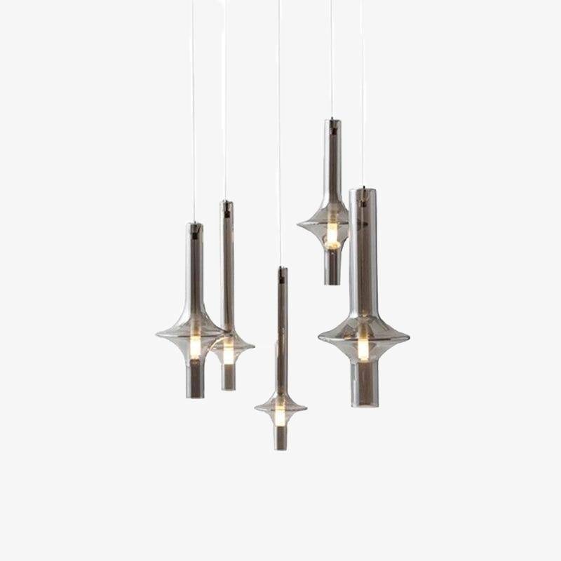 Suspension design à LED cylindrique en verre