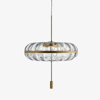 Suspension design à LED en verre avec cercle doré