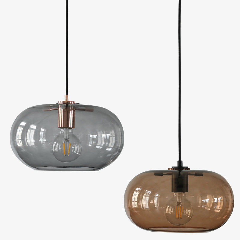 Suspension design avec abat-jour en verre arrondi Pannas