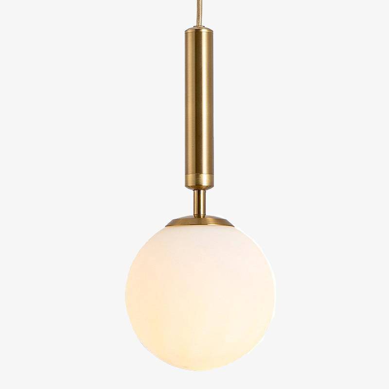 Suspension design boule en verre à LED et support cylindrique