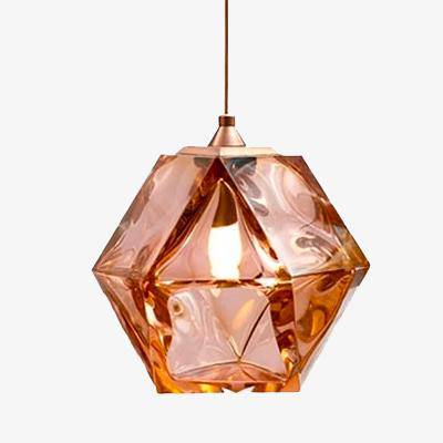 Suspension design diamant coloré en verre cristal