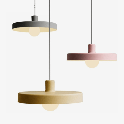 Suspension design LED à plat en métal coloré Loft - vue 5 sur 9