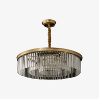 Suspension design LED abat-jour rond en verre et bordure dorée Luxury