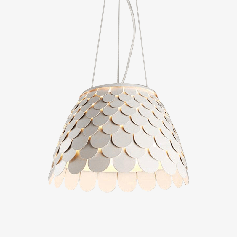 Suspension design LED avec abat-jour conique en tuile colorée - vue 2 sur 9