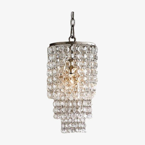 Suspension design LED avec abat-jour en verre cristal doré ou argenté